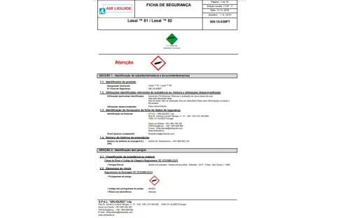 ficha de dados de segurança lasal