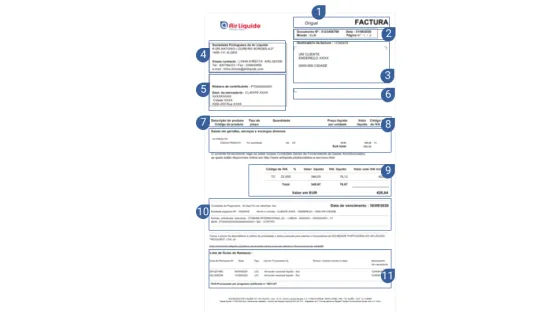 explicacao fatura Air Liquide